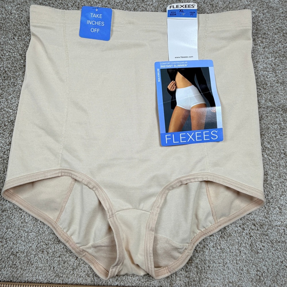 Flexees Maidenform Instant Slimmer High Waist Shapewear Briefs Beige XL 6554 NEW